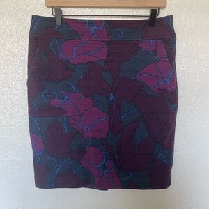 Loft Purple Floral Skirt with Pockets